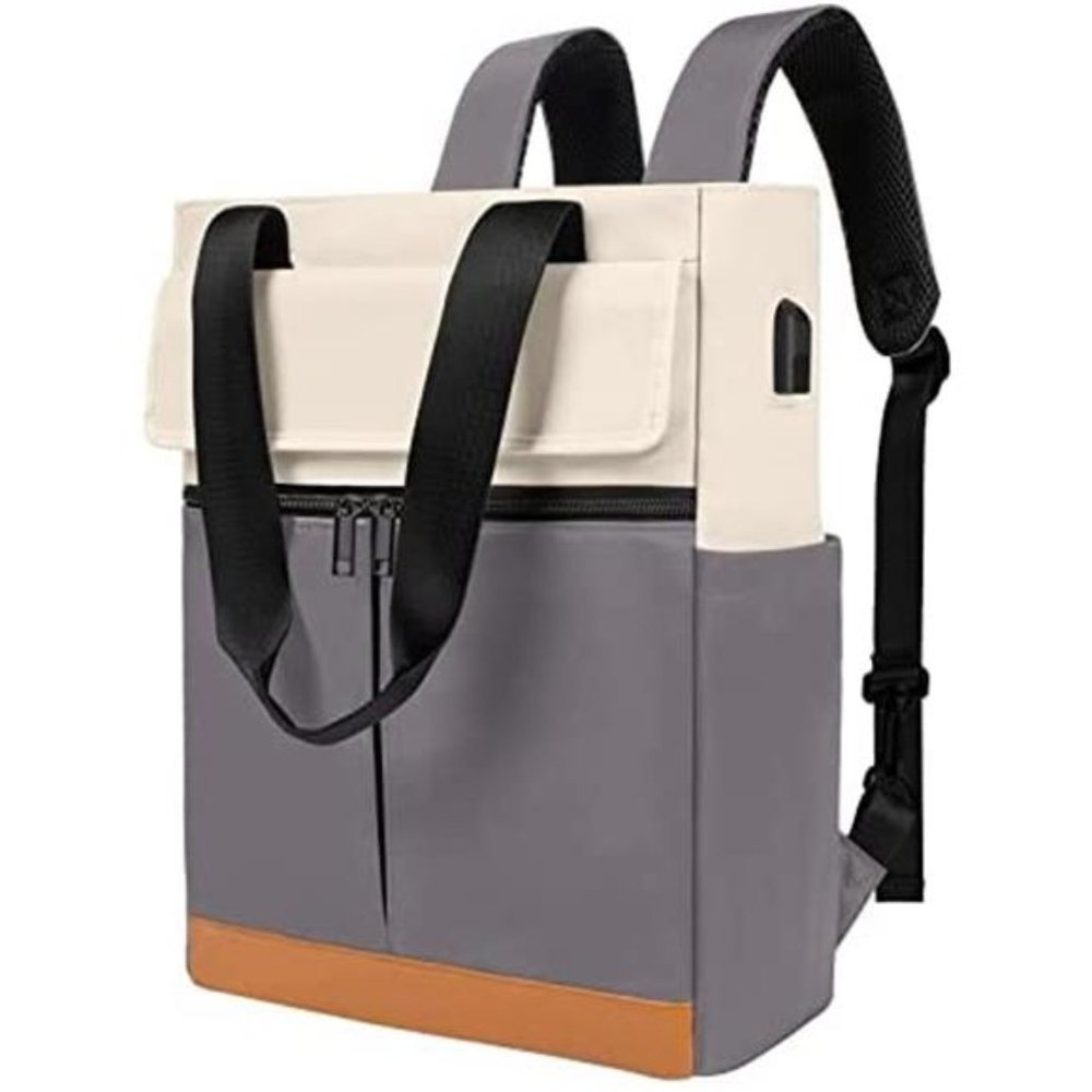 Women Convertible Tote Daypack Laptop Backpack Gery